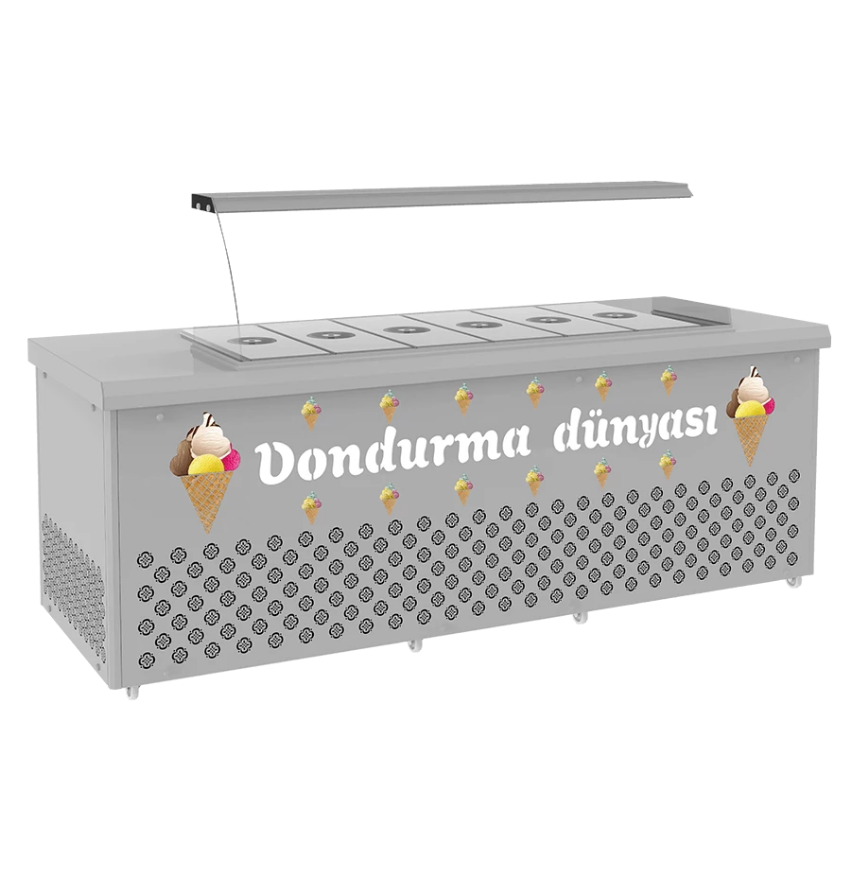 Dondurma Muhafaza Teşhir Reyonu 16 Kovalı Gri