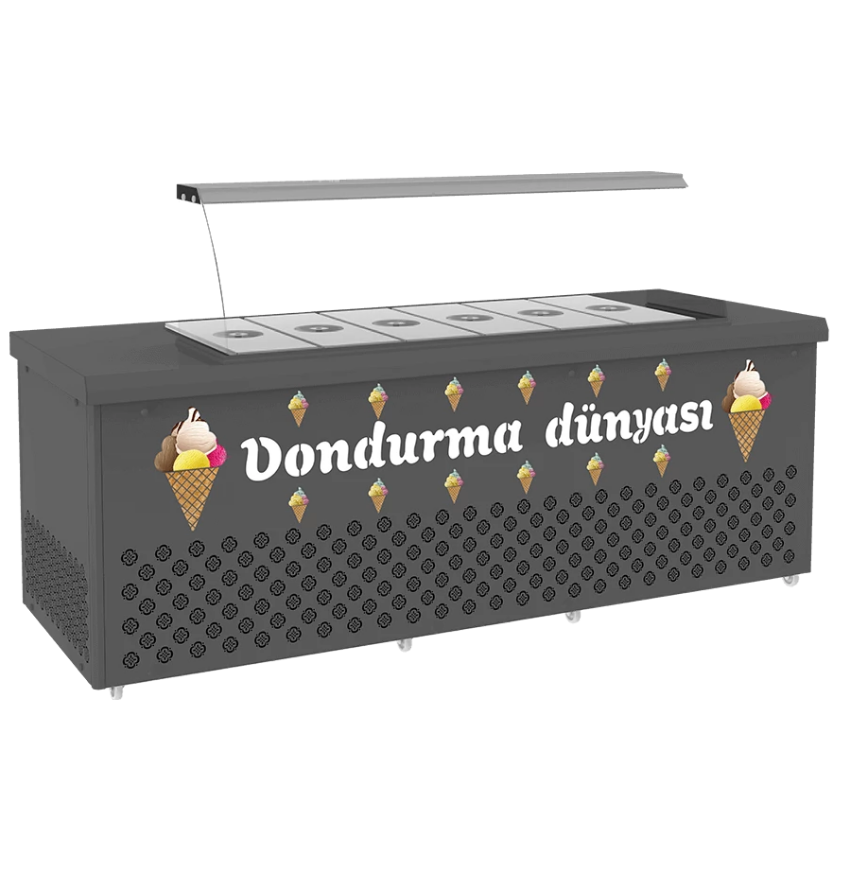 Dondurma Muhafaza Teşhir Reyonu 16 Kovalı Siyah