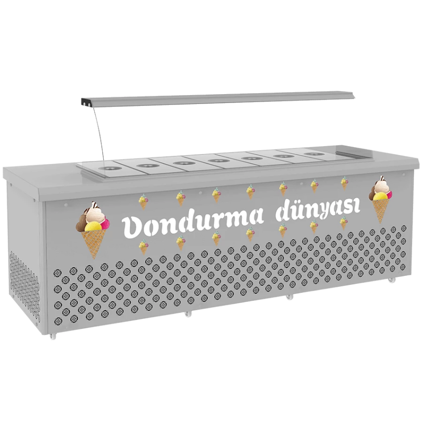 Dondurma Muhafaza Teşhir Reyonu 17 Kovalı Gri