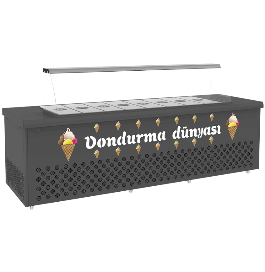 Dondurma Muhafaza Teşhir Reyonu 18 Kovalı Siyah